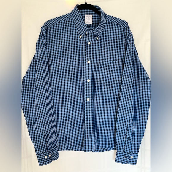 Brooks Brothers Regent Fit Button Down Shirt Mens Size Large Blue Check - Picture 1 of 4